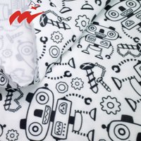 Tissu imprimé numérique en polyester spandex 100D extensible dans les quatre sens, doux, personnalisé, imperméable, imprimé de dessins animés de robots mignons