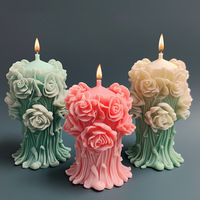 Nouvelles idées Moule en silicone pour bougies en forme de roses 3D DIY Cadeau fait main DIY Moules pour bougies d'aromathérapie Moule à fleurs de rose