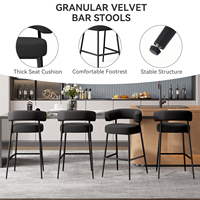 Tabourets de bar modernes réglables pour l'extérieur et la maison, en tissu bouclé, avec accoudoirs incurvés et structure métallique, tabouret de cuisine contemporain pour salon et école