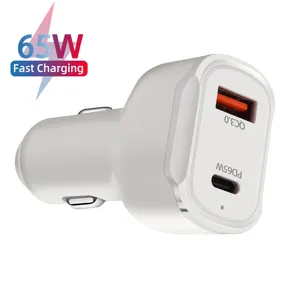 65W Car Charger Fast Power Charging Block Dual Port QC3.0 USB Cargador Carro Adapter for Mobile Phone