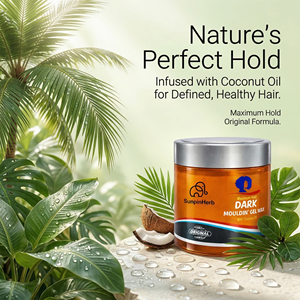 Gel coiffant à l'huile de coco marocaine biologique foncée, tenue moyenne, sans résidus, pour cheveux bouclés/secs, tresses et locks - Product Image 3