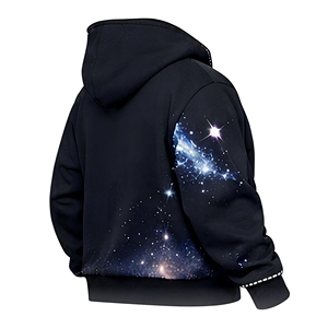 Custom cotton rhinestone Unisex Black Hoodie With Galaxy Butterfly Print Regular Fit Casual Knitted Sweatshirt Autumn Wear - Product Image 3