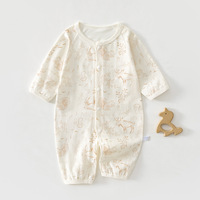 Combinaison bébé unisexe en coton à manches courtes, respirante, fine et légère, fermeture à boutons pression, motif de dessin animé, style mignon, été