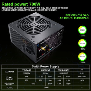 Fuente de Alimentación para PC T.F.SKYWINDINTL de 700W, Silenciosa, Negra, Ventilador de 120mm, 24 Pines, 12V, 150W, Refrigeración para Juegos, ATX, Computadoras de Escritorio, Servidores, EE. UU. - Product Image 4