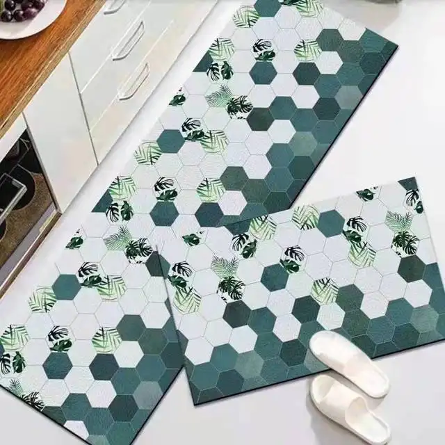 Cheap Simple Non Slip Kitchen Floor Rug Washable Polyester Custom Cushioned Anti Fatigue Kitchen Mats