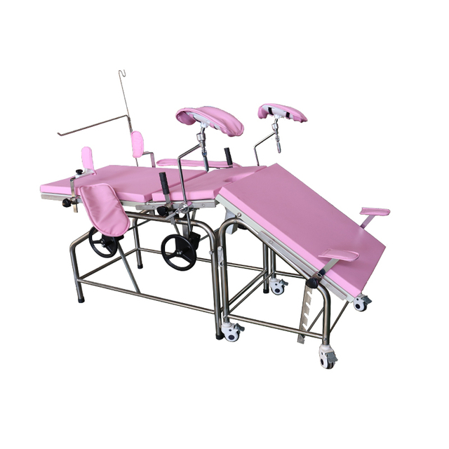 Electric Stainless Steel Gynecological Examination Bed LK-Q1 Model Foldable Pink Table CE Certified Class I Medical Device