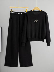 Completo Sportivo Casual Elegante da <span class=keywords><strong>Donna</strong></span> per Autunno e Inverno, Nuovo Stile Semplice e alla Moda, Traspirante, Maglione Lungo e Pantaloni a Gamba Larga - Product Image 5