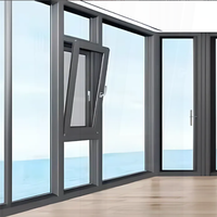 Portes et fenêtres modernes verticales insonorisées en alliage d'aluminium et verre, double vitrage trempé, battantes, isolantes thermiquement, pour cuisine et extérieur