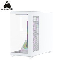 AntarcChill White Mid Tower Gaming Case Panoramic Side Panel MicroATX Support 360mm Liquid Cooling USB3.0 Ports Steel