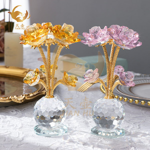 Crystal Lotus Ornament Nordic Style Living Room Decoration <b>Gift</b> For Mother's Day Valentine's Day Crystal Glass Craft - Product Image 4