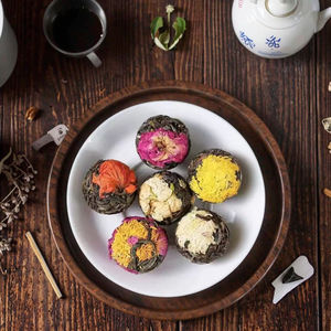 Coffret cadeau d'entreprise de luxe, thé fleuri - Boules de thé Pu'er bio, logo personnalisé, panier de bien-être haut de gamme pour les fêtes et les événements - Product Image 3