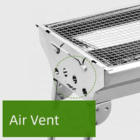 Support de barbecue pliable en acier inoxydable léger pour la vente en gros, idéal pour le camping en extérieur, barbecue au charbon de bois portable