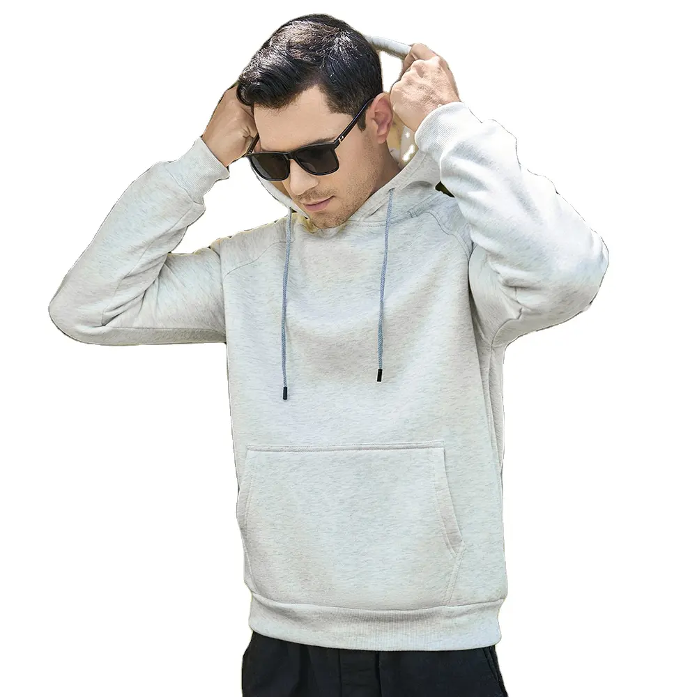 Alta qualidade velo tecido 80 algodão 20 poliéster personalizado cordão metal aglets homens hoodies