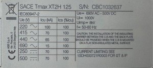 Disjoncteur XT2H125 XT2H125 MCCB 3P TMF 15-400A Pièce de rechange électrique - Product Image 5