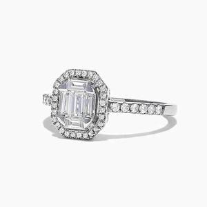Anello a Forma di T con Cristalli Taglio Quadrato per Donne, Dettagli in Pavé, Elegante Accessorio di Moda per Uso Quotidiano - Product Image 2