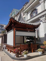 Gazebo d'extérieur anti-vent avec volet roulant intégré, moteur électrique en métal, design contemporain, occultation totale à 100%, protection UV, octogonal