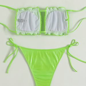 Bikini Brasileño de Dos Piezas con Logotipo Personalizado OEM, Traje de Baño Triangular con Tirantes, Traje de Baño de Mujer con Tanga, Estampado y Push-Up - Product Image 2