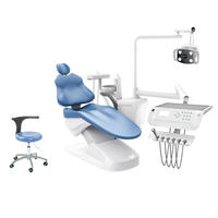 Fauteuil dentaire électrique certifié avec garantie d'un an, revêtement en cuir PU, éclairage LED, crachoir en céramique, multi-tension