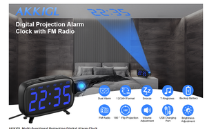 2026 New LED Stylish Digital Projection <b>Smart</b> Dual Alarm Clock With FM Radio Bedroom <b>Bedside</b> Desktop <b>Table</b> Clock - Product Image 5