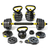 Discos de peso de PVC duradero recubiertos de PVC de 8 lados, rellenos de cemento, para entrenamiento con mancuernas ajustables, barras y pesas rusas