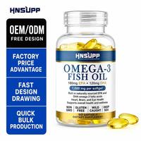 Gélules d'huile de poisson Oméga 3 1000mg, extraits de poissons sauvages des grands fonds, 180mg EPA, 120mg DHA, sans OGM, sans gluten, 90 unités, OEM