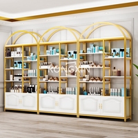 Rayonnage Gondole Cosmétique pour Centre Commercial avec Éclairage LED, Présentoir de Maquillage et Soins de la Peau, Meuble de Rangement pour Salon de Beauté et Parfum