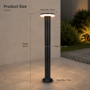 Lampadaire de jardin moderne en aluminium noir mat, étanche IP65, 12W, blanc chaud, pour allée, pelouse, paysage extérieur - Product Image 3