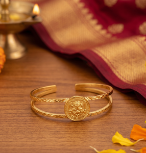 DIVYORO Designer Ornate Heritage Emblem Gold Kada Bracelet for <b>Men</b> Classic Gold Plated <b>Bangle</b> Traditional Fashion Jewelry - Product Image 3