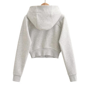 CNSHEL hiver <span class=keywords><strong>polaire</strong></span> à l'intérieur à <span class=keywords><strong>capuche</strong></span> avec poche doigt trou coupe ajustée recadrée sweat à <span class=keywords><strong>capuche</strong></span> zippé pour femmes sweats à manches longues - Product Image 3