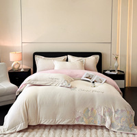 Parure de lit 4 pièces pour filles en velours de lait polyester, brodée de pivoines, épaisse, moelleuse et douce, de qualité supérieure et de luxe, pour l'hiver
