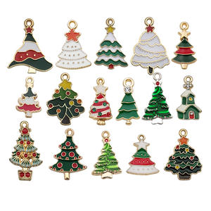 Dibujos animados aceite goteo aleación Santa alce árbol copo de nieve DIY pendientes pulsera colgante Accesorios - Product Image 3