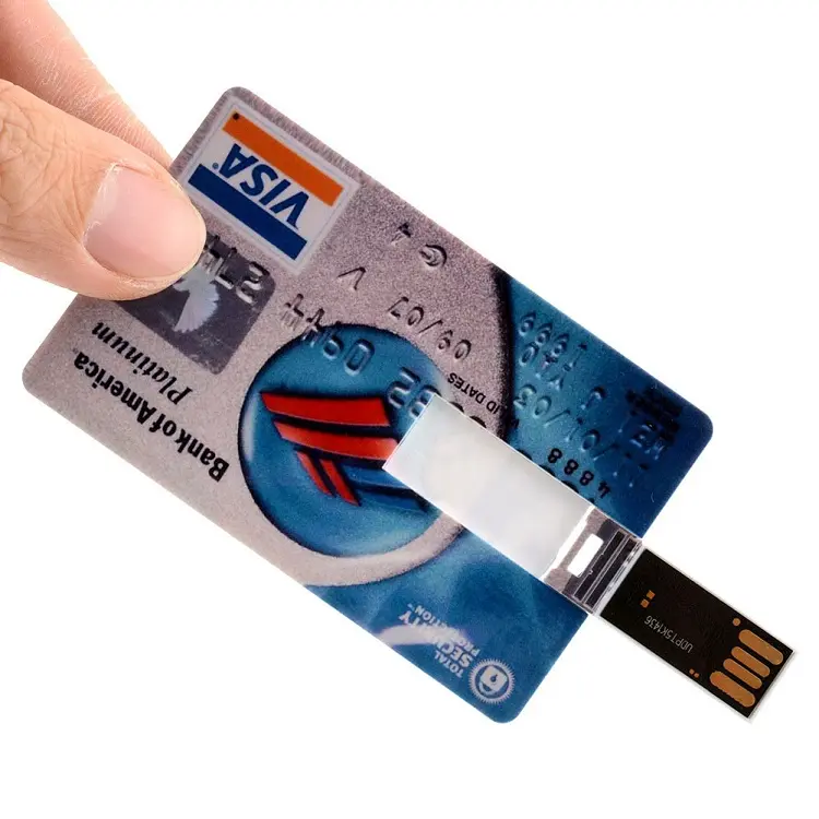 16GB to 128GB Customized Full Color Print logo Advertising Portable 2.0 U Disk Creative Credit Card USB Flash Drive