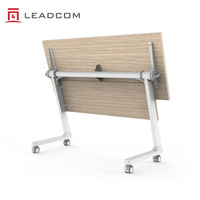 Table de formation modulaire pliable Leadcom L-F02 moderne avec plateau rabattable, structure en acier, mobilier de formation mobile, bureaux de réunion