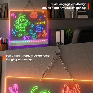 <span class=keywords><strong>Tablette</strong></span> de <span class=keywords><strong>Dessin</strong></span> <span class=keywords><strong>Lumineuse</strong></span> LED Néon avec Modes d'Éclairage RGB, Interrupteur Tactile et Batterie Rechargeable - Jouet Éducatif pour Dessiner - Product Image 2