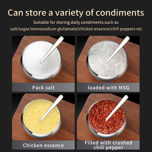 304 stainless steel seasoning jar round seasoning box salt MSG chicken seasoning storage box - Product Image 4