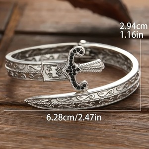 Bracelet jonc épée diamant noir vintage MAP02 – Bijou gothique punk tendance pour fêtes et usage quotidien, artisanat métallique - Product Image 2