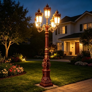 Lampadaire LED rétro européen en aluminium et fonte, étanche IP65, AC 85-265V, blanc chaud, pour jardin et aménagement paysager - Product Image 6