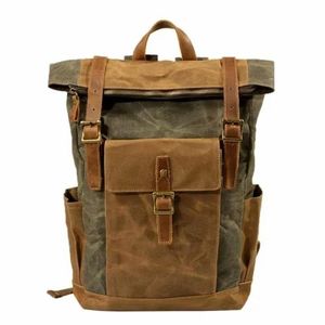 Genuine Leather Unisex <b>Backpack</b> 10KG Capacity Geometric Pattern Structured Silhouette Multiple Compartments Curved Shoulder - Product Image 2