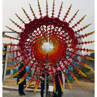 Sculpture décorative de jardin extérieure : éolienne cinétique rotative en acier inoxydable, colorée et traditionnelle, avec éclairage LED