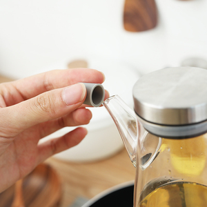 Distributeur d'huile en verre borosilicate avec bec anti-goutte et échelle graduée, couvercle en acier inoxydable pour cuisine, distributeur de <span class=keywords><strong>vinaigre</strong></span> - Product Image 6