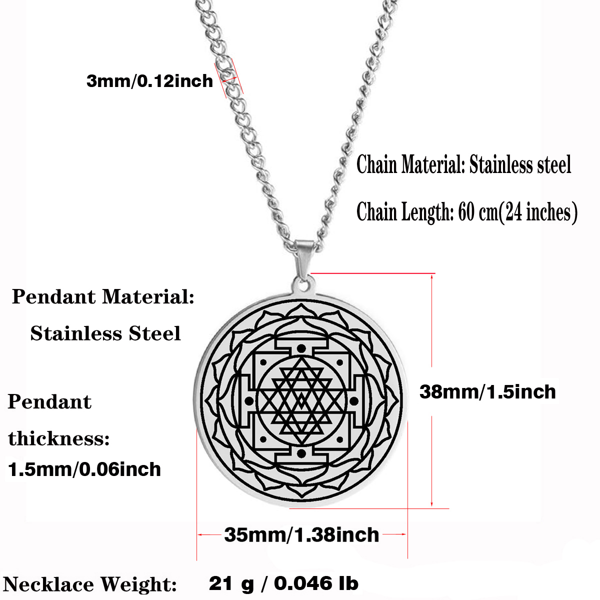 Collier Pendentif Mandala Violet Sri Yantra - Bois Et Verre - Longueur Réglable 46-61 Cm