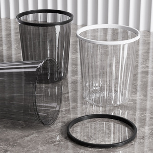 Transparent Waste Bin 10L Cylindrical With Press Ring For Kitchen Bathroom Bedroom Office Indoor Use - Product Image 1