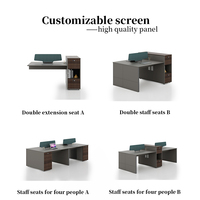 Bureau de travail commercial modulaire pliable moderne, 2 à 6 places, taille et couleur personnalisables, fixation murale