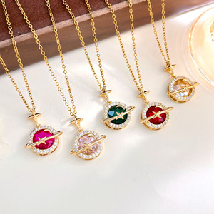 Collana con Ciondolo a Forma di Pianeta in Acciaio Inossidabile Placcato Oro, Impermeabile e Antiossidante, Bestseller su TikTok di Fanhua Jewelry - Product Image 4
