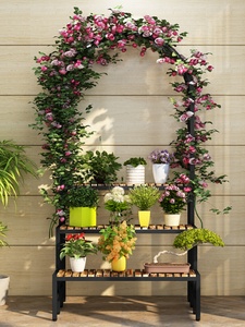 Support de rangement suspendu pour pot de <span class=keywords><strong>fleurs</strong></span> en fer multicouche pour l'extérieur Radis vert Support de rangement pour succulentes Balcon Escalade Vigne Paniers de <span class=keywords><strong>fleurs</strong></span> - Product Image 4