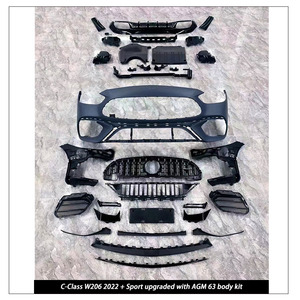 Classe C W206 Mise à niveau <span class=keywords><strong>AMG</strong></span> C63 Pare-chocs avant et arrière Calandre Jupes latérales Déflecteur arrière Kit de carrosserie pour Mercedes-Benz - Product Image 6