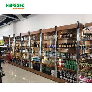 Tùy chỉnh gỗ siêu thị kệ trưng bày với sự tiện lợi bằng gỗ Giá rượu kết cấu kim loại trở lại bảng điều khiển kích thước tùy chỉnh - Product Image 3