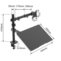 Bras de moniteur double réglable de haute qualité, bras de moniteur lcd avec adaptateur d'ordinateur portable