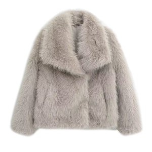 KAR & OT ZA 2024, Chaqueta corta informal holgada Retro para mujer, Otoño Invierno, manga larga, solapa, estampado Vintage, tela tejida rellena 4360240 - Product Image 6