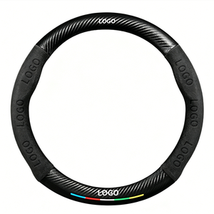 Funda Universal para <span class=keywords><strong>Volante</strong></span> de Coche, Fibra de Carbono, Cuero Nappa, Antideslizante, Transpirable, para <span class=keywords><strong>Volante</strong></span> de <span class=keywords><strong>VW</strong></span> Golf - Product Image 3